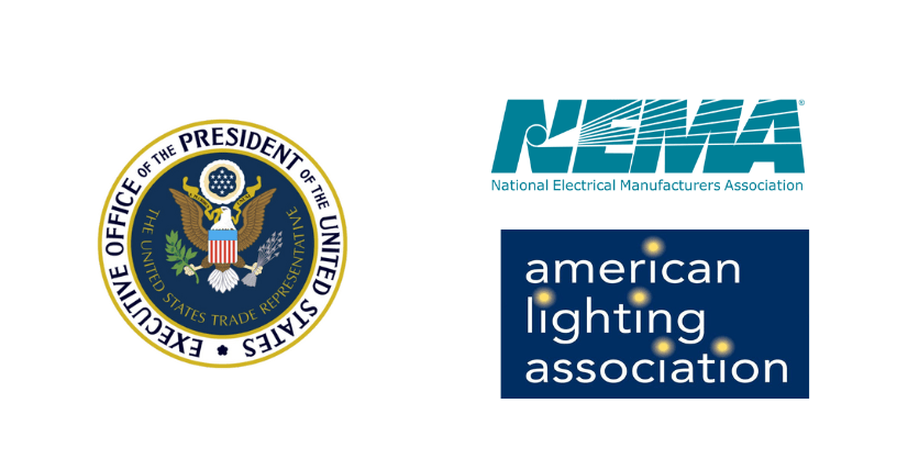 logos of NEMA, the American Lighting Association, and the USTR