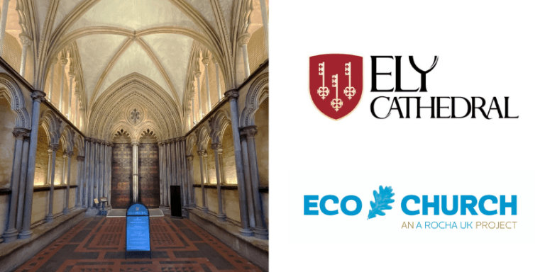 image of interior of Ely Cathedral as well as Eco Church logo