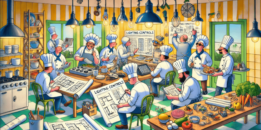 image of cooks in a large kitchen