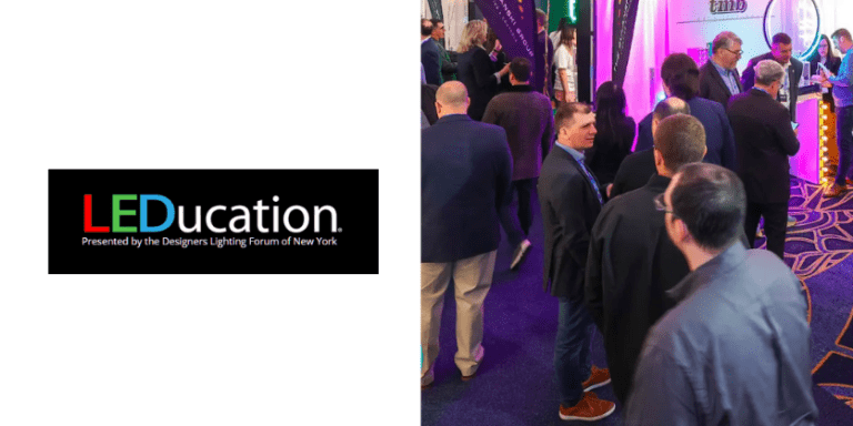 image of LEDucation logo and image of attendees at the show