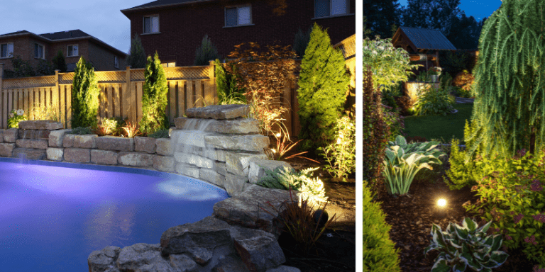 images of landscape lighting installations