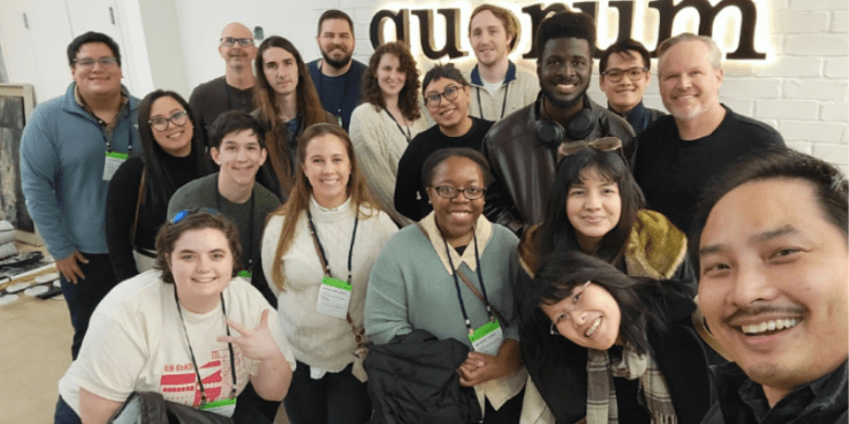 photo of students participating in Quorum showroom tour