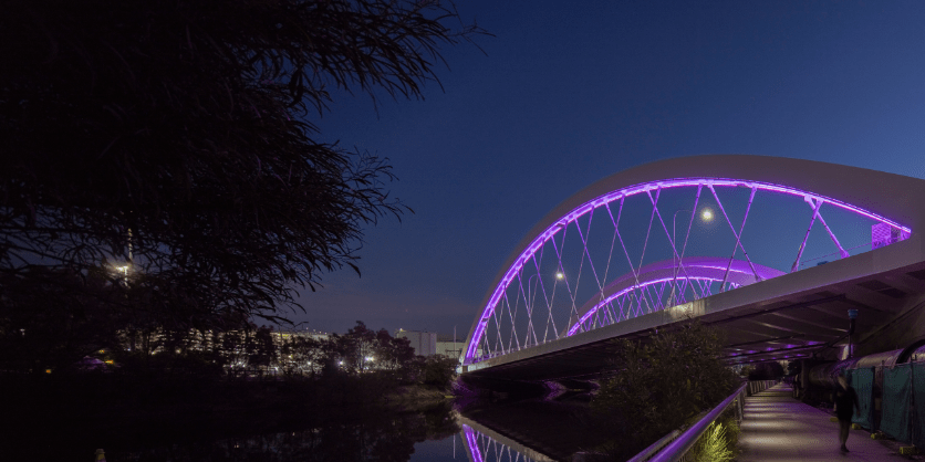 image of Sydney transit bridge at night